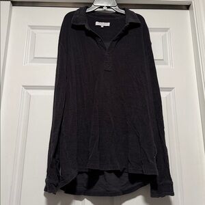 Orlebar Brown Charcoal Long Sleeve Terry Cloth Polo